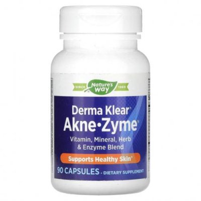 Enzymatic Therapy, Derma Klear Akne-Zyme, для здоровья кожи, 90 капсул / Препараты для волос, кожи и ногтей | Аптека | V4.Ru: Маркетплейс