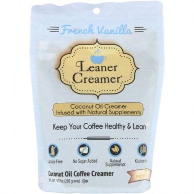 Leaner Creamer, Заменитель сливок для кофе из кокосового масла, французская ваниль, 280г / Сливки и усилители вкуса | Аптека | V4.Ru: Маркетплейс