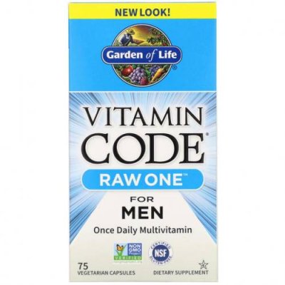 Garden of Life, Vitamin Code, RAW One, мультивитаминная добавка для мужчин (для приема 1 раз в день), 75 вегетарианских капсул / Мужские мультивитамины | Аптека | V4.Ru: Маркетплейс