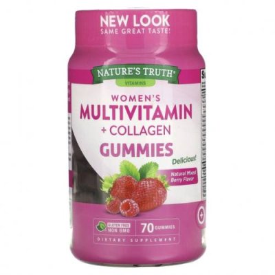 Nature's Truth, Multivitmain + Collagen для женщин, натуральная ягодная смесь, 70 жевательных таблеток / Женские мультивитамины | Аптека | V4.Ru: Маркетплейс