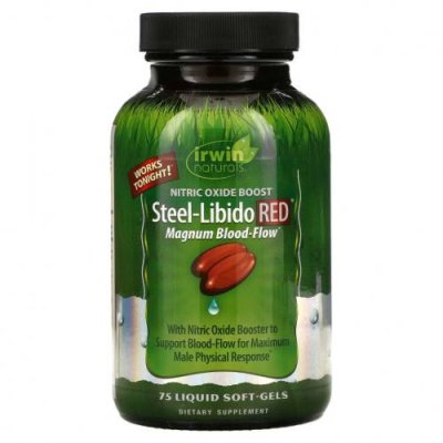 Irwin Naturals, Steel-Libido Red, Blood-Flow, 75 мягких желатиновых капсул с жидкостью / Добавки для мужчин | Аптека | V4.Ru: Маркетплейс