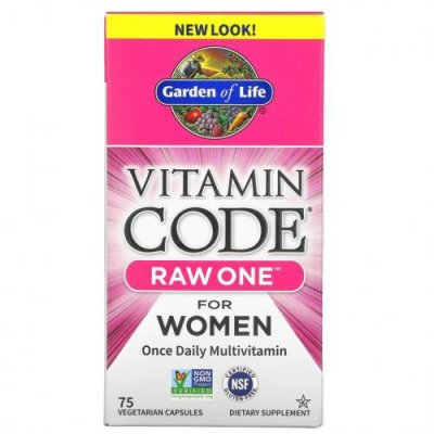 Garden of Life, Vitamin Code, RAW One, мультивитаминная добавка для женщин (для приема 1 раз в день), 75 вегетарианских капсул / Женские мультивитамины | Аптека | V4.Ru: Маркетплейс