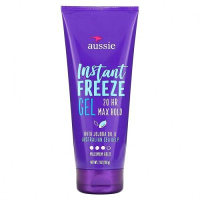 Aussie, Instant Freeze Gel, гель для укладки волос с маслом австралийского жожоба и бурыми водорослями, максимальная фиксация, 198 г (7 унций) / Гель | Аптека | V4.Ru: Маркетплейс