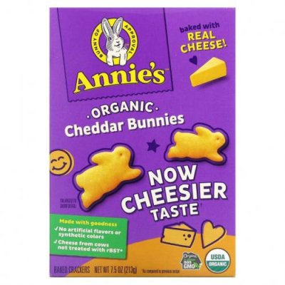 Annie's Homegrown, Cheddar Bunnies, Baked Snack Crackers, 7.5 oz (213 g) / Крекеры | Аптека | V4.Ru: Маркетплейс