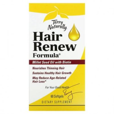 Terry Naturally, Terry Naturally, Hair Renew Formula, формула восстановления волос, 60 желатиновых капсул / Препараты для волос, кожи и ногтей | Аптека | V4.Ru: Маркетплейс