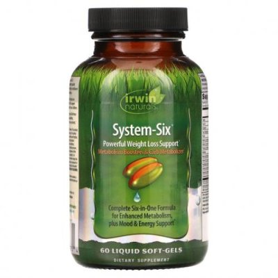 Irwin Naturals, System-Six, средство для снижения веса, 60 капсул с жидкостью / Диетические средства | Аптека | V4.Ru: Маркетплейс