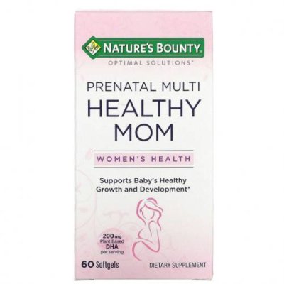 Nature's Bounty, Optimal Solutions, Healthy Mom, мультивитамины для беременных, 60 мягких таблеток / Пренатальные витамины | Аптека | V4.Ru: Маркетплейс