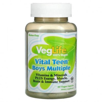 VegLife, Vital Teen, витаминный комплекс для мальчиков, 60 растительных капсул / Детские мультивитамины | Аптека | V4.Ru: Маркетплейс