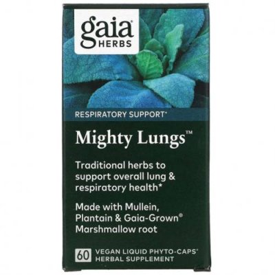 Gaia Herbs, Mighty Lungs, 60 веганских жидких фито-капсул / Препараты на основе трав | Аптека | V4.Ru: Маркетплейс