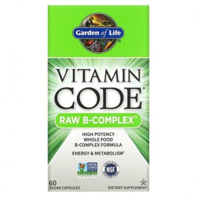 Garden of Life, Vitamin Code, Raw B-Complex, комплекс витаминов группы В, 60 веганских капсул / Комплекс витаминов группы B | Аптека | V4.Ru: Маркетплейс