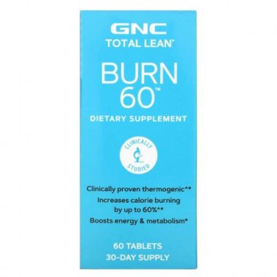 GNC, Total Lean, Burn 60, средство для эффективного сжигания жира, 60 таблеток / Жиросжигатели | Аптека | V4.Ru: Маркетплейс