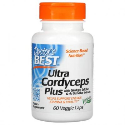 Doctor's Best, Ultra Cordyceps Plus, кордицепс с добавлением экстрактов гинкго билоба и артишока, 60 вегетарианских капсул / Кордицепс | Аптека | V4.Ru: Маркетплейс