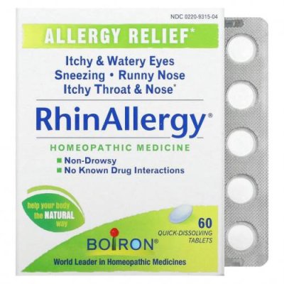 Boiron, RhinAllergy, средство от аллергии, 60 быстрорастворимых таблеток / Натуральные препараты | Аптека | V4.Ru: Маркетплейс