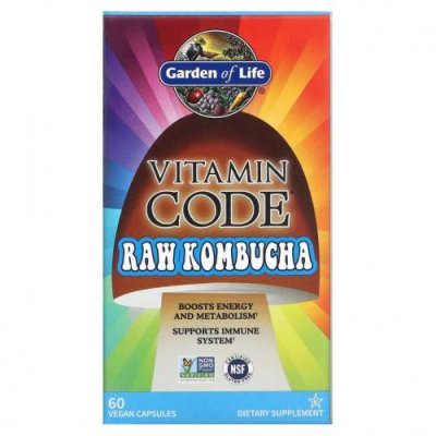 Garden of Life, Vitamin Code, необработанный чайный гриб, 60 веганских капсул / Чайный гриб | Аптека | V4.Ru: Маркетплейс