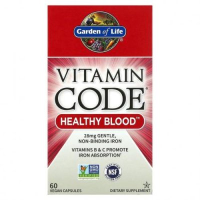 Garden of Life, Vitamin Code, Healthy Blood, 60 веганских капсул / Пищевые добавки | Аптека | V4.Ru: Маркетплейс