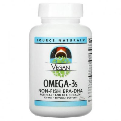 Source Naturals, Веганская Омега 3S, ЭПК-ДГК, 300 мг, 60 веганских мягких таблеток / Рыбий жир омега-3 | Аптека | V4.Ru: Маркетплейс