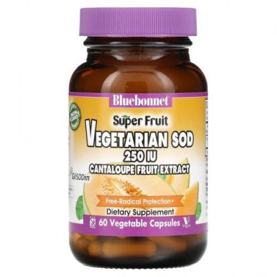 Bluebonnet Nutrition, Super Fruit, Vegetarian SOD, экстракт плодов канталупы, 250 МЕ, 60 растительных капсул / Супероксиддисмутаза (SOD) | Аптека | V4.Ru: Маркетплейс