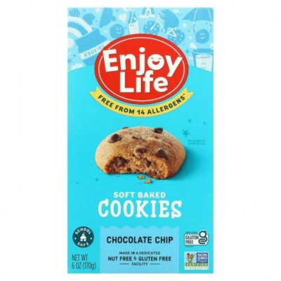 Enjoy Life Foods, Нежные запеченные батончики, с шоколадными чипсами, 5 батончиков, 1.2 унций (34 г) каждый / Печенье | Аптека | V4.Ru: Маркетплейс