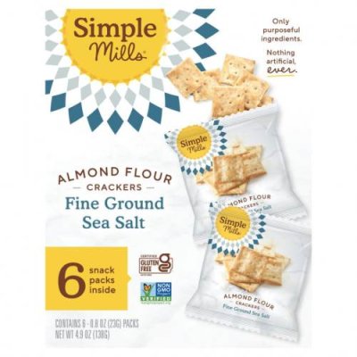 Simple Mills, Naturally Gluten-Free, Almond Flour Crackers, Fine Ground Sea Salt, 4.9 oz (138 g) / Крекеры | Аптека | V4.Ru: Маркетплейс