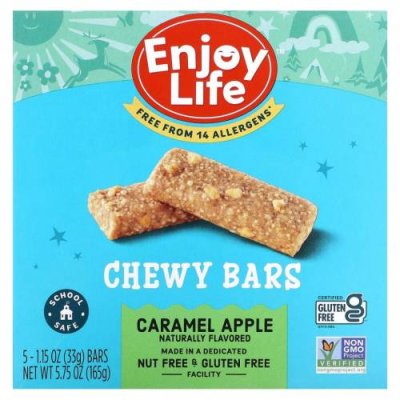 Enjoy Life Foods, Soft Baked Chewy Bars, яблоко с карамелью, 5 батончиков, 33 г (1,15 унции) / Батончики для перекуса | Аптека | V4.Ru: Маркетплейс