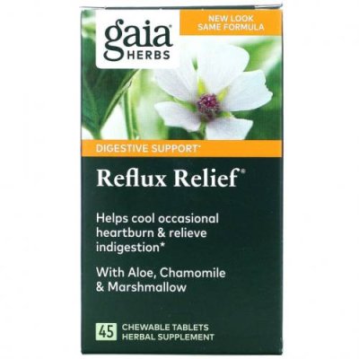 Gaia Herbs, Reflux Relief, 45 жевательных таблеток / Облегчение симптомов рефлюкса | Аптека | V4.Ru: Маркетплейс