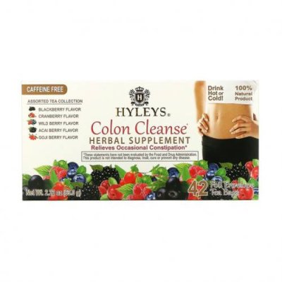 Hyleys Tea, Colon Cleanse, ассорти из коллекций чая, без кофеина, 42 чайных пакетика в фольгированных пакетиках, по 1,5 г (0,05 унции) / Лечебные чаи | Аптека | V4.Ru: Маркетплейс