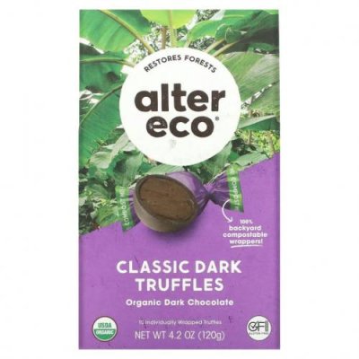 Alter Eco, Органические классические трюфели, черный шоколад, 120 г (4,2 унции) / Шоколад | Аптека | V4.Ru: Маркетплейс