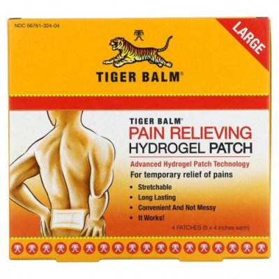 Tiger Balm, Обезболивающий пластырь, большой размер, 4 шт. (8 x 4 дюймов шт.) / Средства для местного применения и мази | Аптека | V4.Ru: Маркетплейс