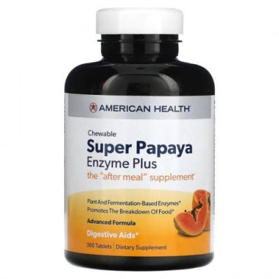 American Health, Super Papaya Enzyme Plus, жевательные таблетки с ферментами, 360 шт. / Папайя | Аптека | V4.Ru: Маркетплейс