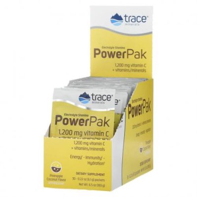 Trace Minerals ®, PowerPak, электролит для повышения выносливости, ананас и кокос, 30 пакетиков, по 6,1 г (0,22 унции) / Витамин С | Аптека | V4.Ru: Маркетплейс