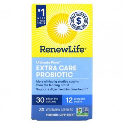 Renew Life, Ultimate Flora Extra Care Probiotic, 30 млрд КОЕ, 30 вегетарианских капсул / Пробиотики | Аптека | V4.Ru: Маркетплейс