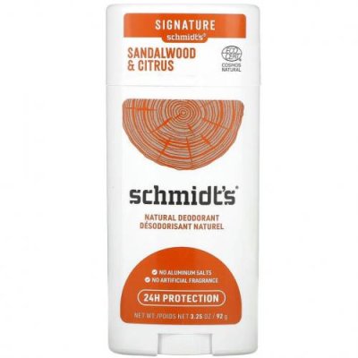 Schmidt's, Натуральный дезодорант, сандаловое дерево и цитрусовые, 3,25 унции (92 г) / Дезодоранты | Аптека | V4.Ru: Маркетплейс