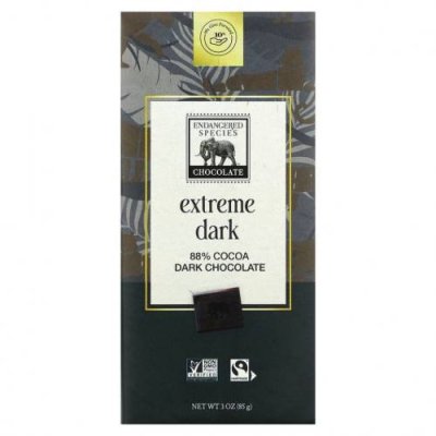 Endangered Species Chocolate, горький, экстрачерный шоколад, 85 г (3 унции) / Шоколад | Аптека | V4.Ru: Маркетплейс