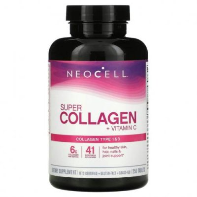 Neocell, Super Collagen + C, добавка с коллагеном и витамином C, 250 таблеток / Коллаген, добавки | Аптека | V4.Ru: Маркетплейс