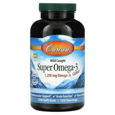 Carlson Labs, Wild Caught Super Omega-3 Gems, высокоэффективная омега-3 из морской рыбы, 600 мг, 250 капсул / Рыбий жир омега-3 | Аптека | V4.Ru: Маркетплейс