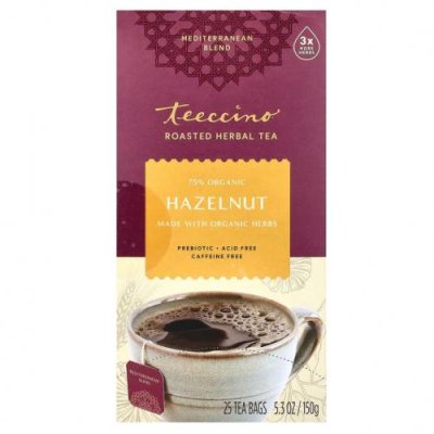 Teeccino, чай из обжаренных трав, вкус лесного ореха, без кофеина, 25 чайных пакетиков, 150 г (5,3 унции) / Травяные заменители кофе | Аптека | V4.Ru: Маркетплейс