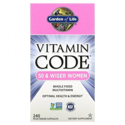 Garden of Life, Vitamin Code, мультивитамины из цельных продуктов для женщин от 50 лет, 240 вегетарианских капсул / Женские мультивитамины | Аптека | V4.Ru: Маркетплейс