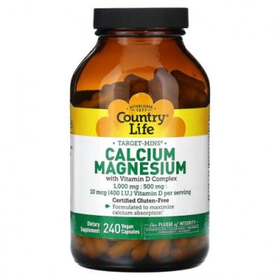 Country Life, Calcium Magnesium with Vitamin D Complex, 240 Vegan Capsules / Кальций | Аптека | V4.Ru: Маркетплейс