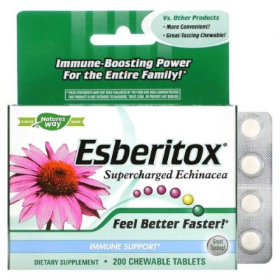 Nature's Way, Esberitox, Supercharged Echinacea, 200 жевательных таблеток / Эхинацея | Аптека | V4.Ru: Маркетплейс