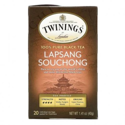 Twinings, лапсанг сушонг, 100% чистый черный чай, 20 чайных пакетиков, 40 г (1,41 унции) / Черный чай | Аптека | V4.Ru: Маркетплейс