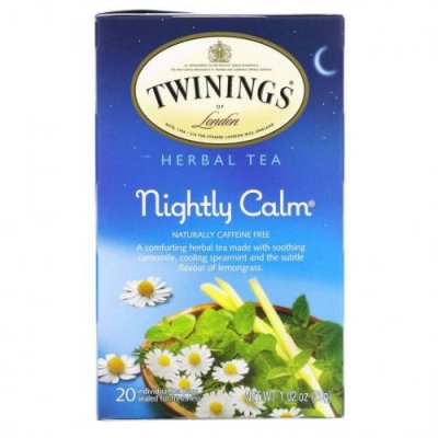 Twinings, Nightly Calm, травяной чай без кофеина, 20 чайных пакетиков, 29 г (1,02 унции) / Травяной чай | Аптека | V4.Ru: Маркетплейс