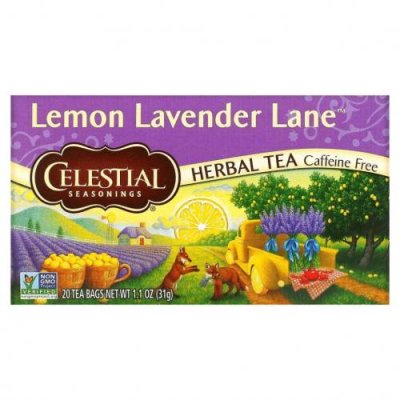 Celestial Seasonings, травяной чай, Lemon Lavender Lane, без кофеина, 20 чайных пакетиков, 31 г (1,1 унции) / Травяной чай | Аптека | V4.Ru: Маркетплейс