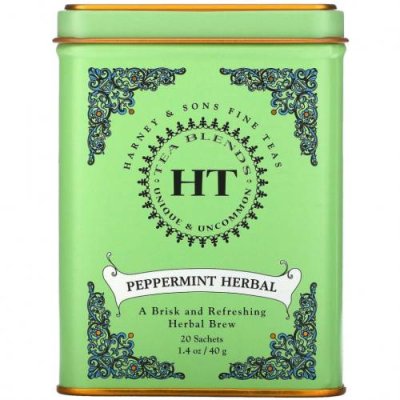 Harney & Sons, HT Tea Blend, чай из перечной мяты, без кофеина, 20 чайных пакетиков, 40 г (1,4 унции) / Мятный чай | Аптека | V4.Ru: Маркетплейс