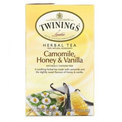 Twinings, травяной чай, ромашка, мед и ваниль, без кофеина, 20 чайных пакетиков в индивидуальной упаковке, 32 г (1,13 унции) / Чай с ромашкой | Аптека | V4.Ru: Маркетплейс