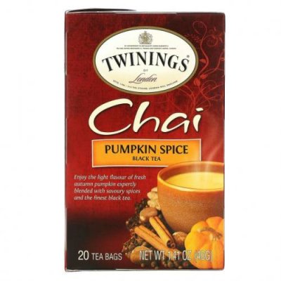 Twinings, Chai, чай со специями, пикантная тыква, 20 чайных пакетиков, 40 г (1,41 унции) / Чай Масала | Аптека | V4.Ru: Маркетплейс