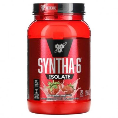 BSN, Syntha-6 Isolate, сухая смесь для приготовления протеиновых коктейлей, со вкусом клубники, 912 г (2,01 фунтов) / Изолят сывороточного протеина | Аптека | V4.Ru: Маркетплейс