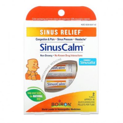 Boiron, SinusCalm Sinus Relief, 2 Tubes, Approx. 80 Quick-Dissolving Pallets Per Tube / Натуральные препараты | Аптека | V4.Ru: Маркетплейс