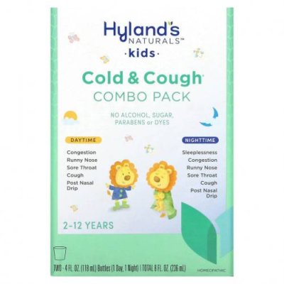 Hyland's, 4 Kids, средство от простуды и кашля, для детей от 2 до 12 лет, упаковка с 2 флаконами для дневного и ночного приема по 118 мл (4 жидк. унции) / Средства от простуды, ОРВИ и кашля для детей | Аптека | V4.Ru: Маркетплейс