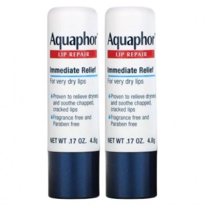 Aquaphor, Lip Repair Stick, Немедленное облегчение, 2 палочки, 0,17 унции (4,8 г) / Бальзам для губ | Аптека | V4.Ru: Маркетплейс