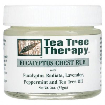 Tea Tree Therapy, Эвкалиптовая мазь - растирка для груди, 2 унции (57 г) / Средства для местного применения и мази | Аптека | V4.Ru: Маркетплейс